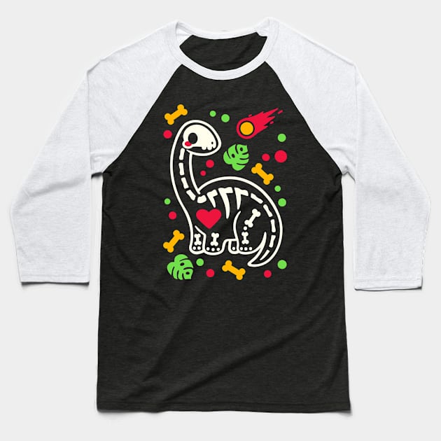 Brontosaurus skeleton Baseball T-Shirt by NemiMakeit